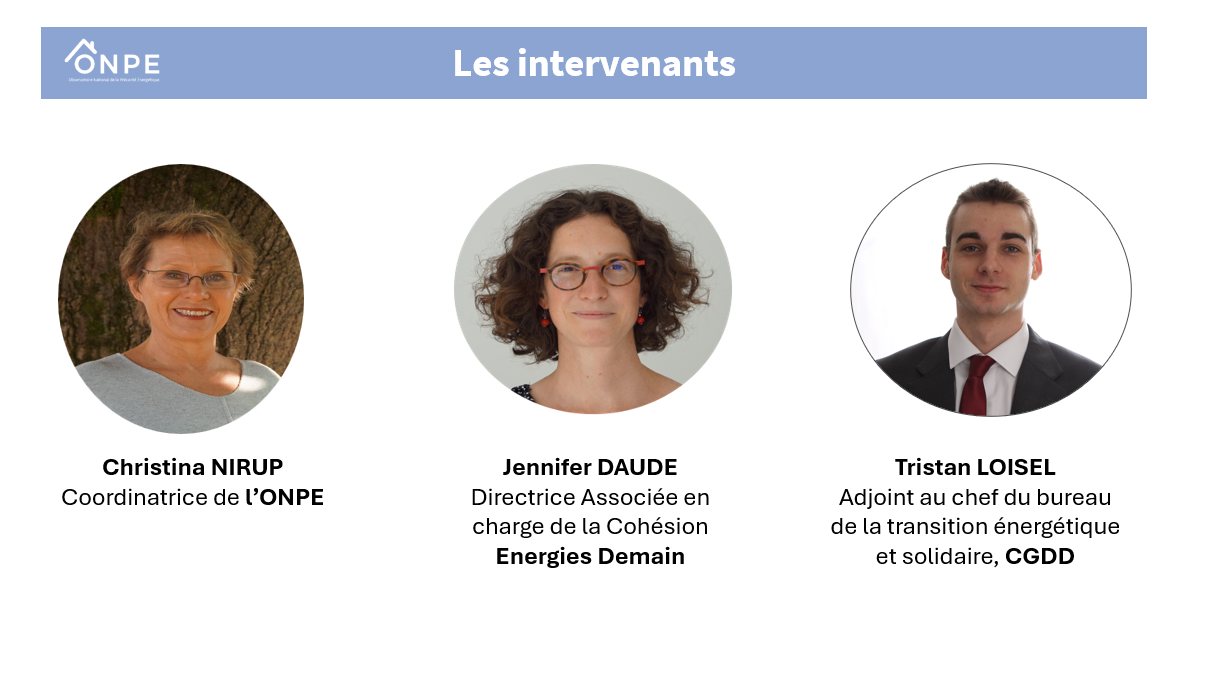Les intervenants du webinaire 2025 de présentation du Tableau de bord de l'ONPE